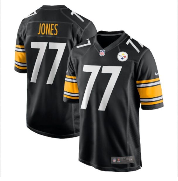 Men Pittsburgh Steelers #77 Jones Black Game Nike NFL 2024 Jersey